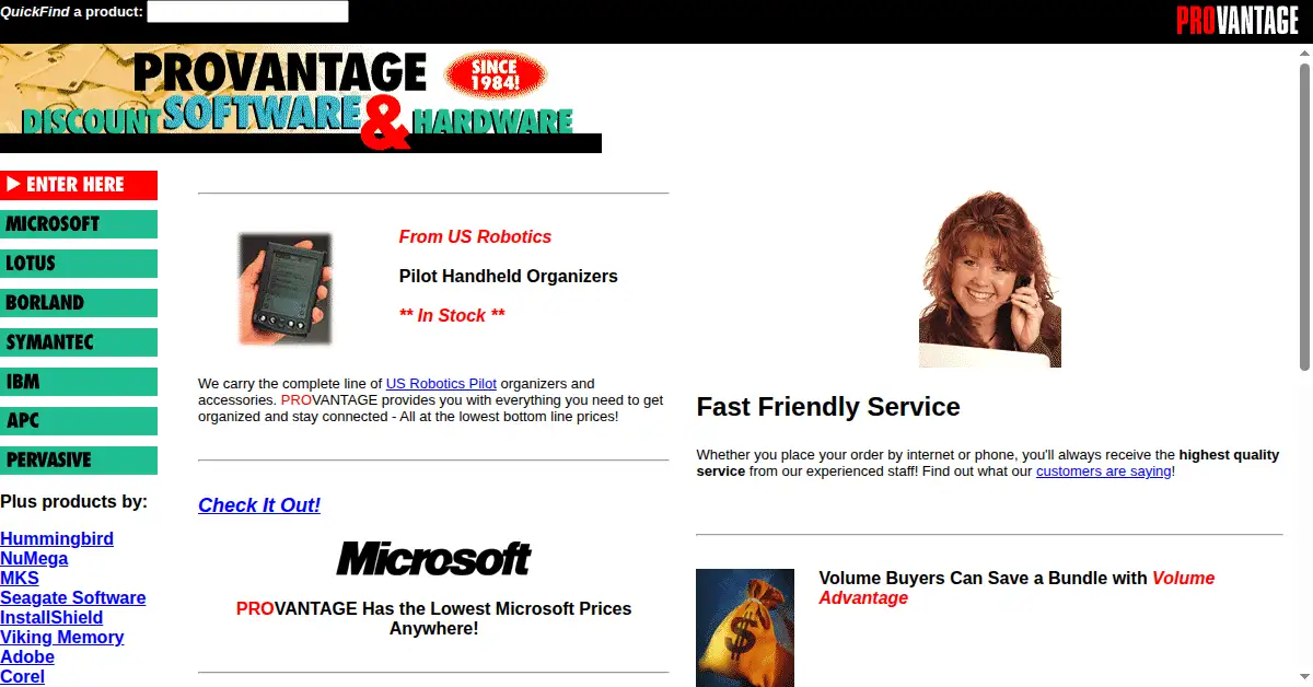 provantage.com as the Internet Archive first saved it, 27 Mar 1997