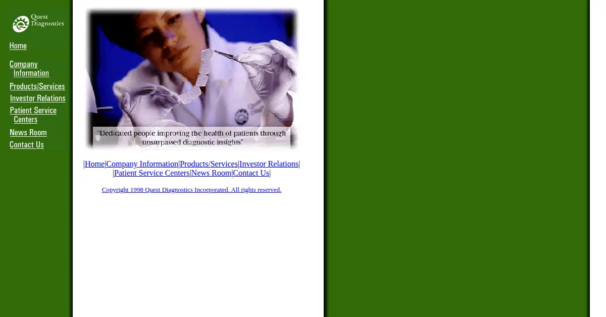 questdiagnostics.com as the Internet Archive first saved it, 2 Dec 1998