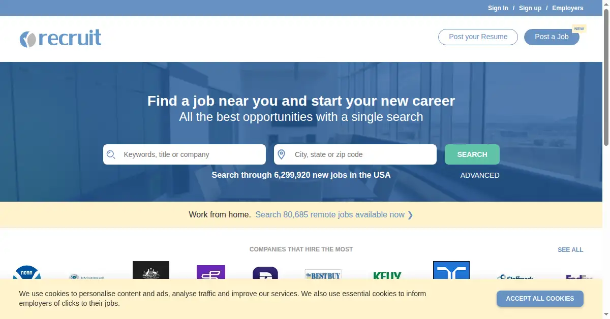 recruit.net as the Internet Archive first saved it, 16 Sep 2024