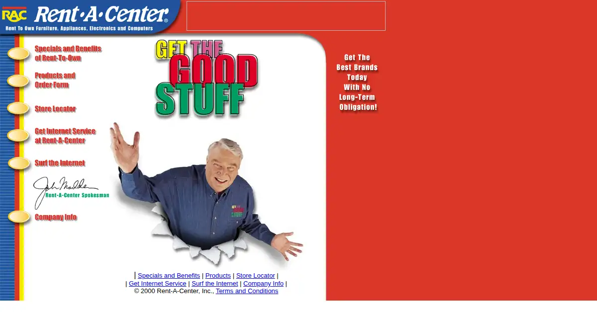 rentacenter.com as the Internet Archive first saved it, 1 Feb 2001