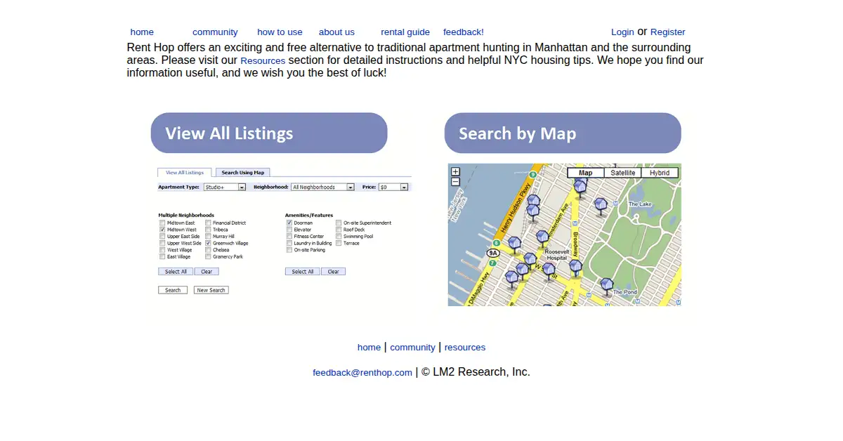 renthop.com as the Internet Archive first saved it, 15 Dec 2008