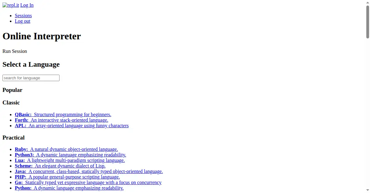 replit.com as the Internet Archive first saved it, 14 Feb 2015