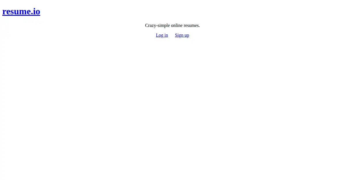 resume.io as the Internet Archive first saved it, 17 Jan 2011