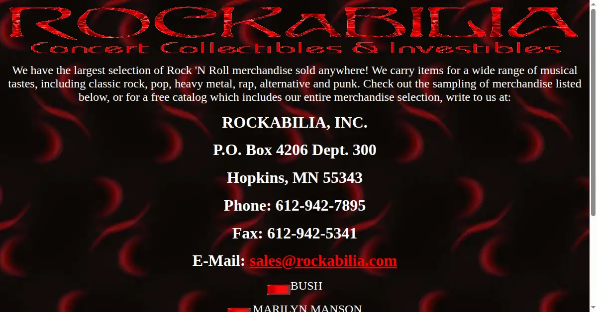 rockabilia.com as the Internet Archive first saved it, 13 Jun 1998