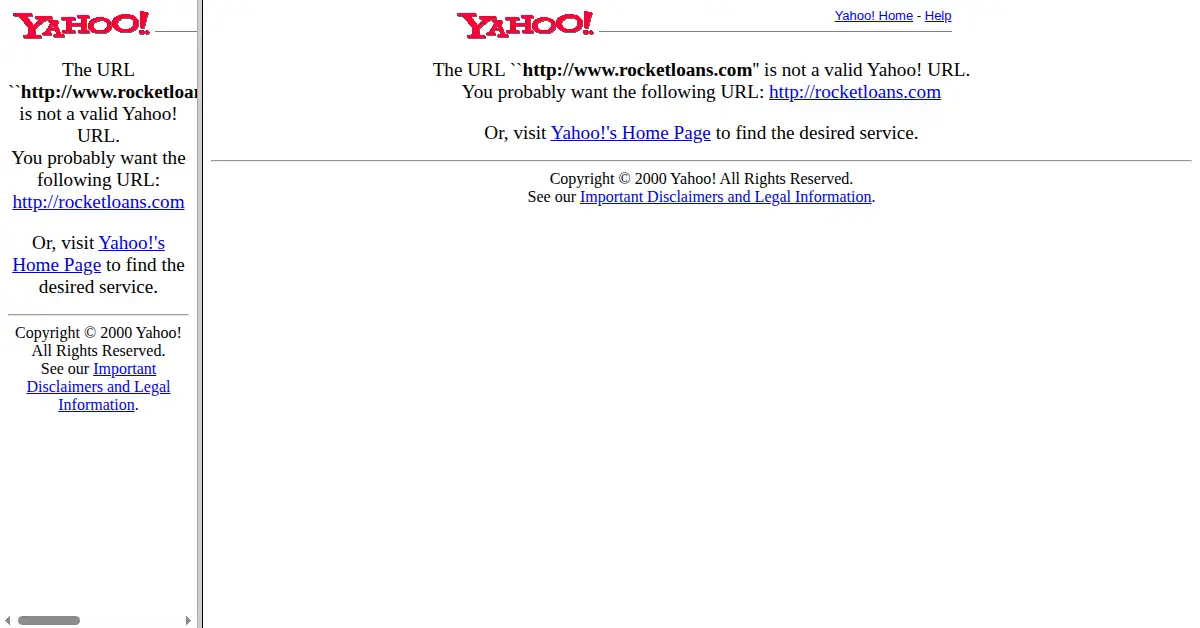 rocketloans.com as the Internet Archive first saved it, 18 Oct 2000