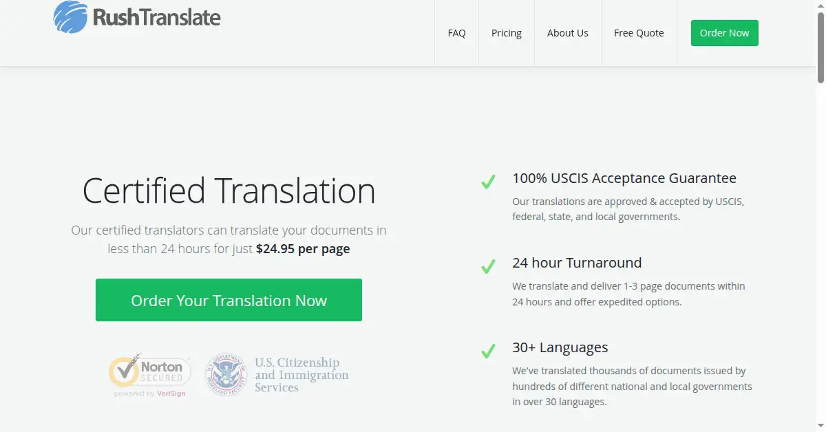 rushtranslate.com as the Internet Archive first saved it, 18 Jan 2016