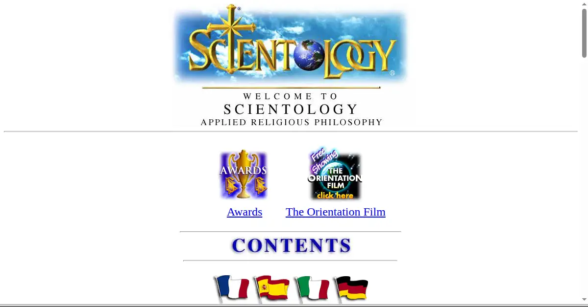 scientology.org as the Internet Archive first saved it, 14 Nov 1996