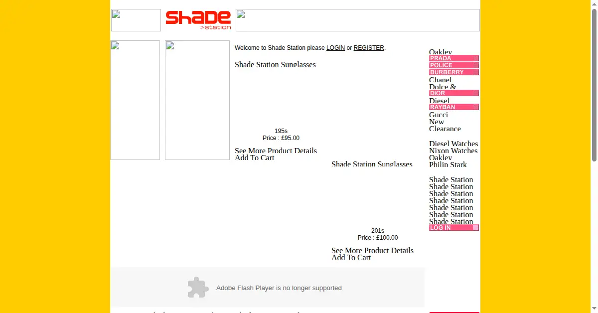 shadestation.co.uk as the Internet Archive first saved it, 7 Dec 2003