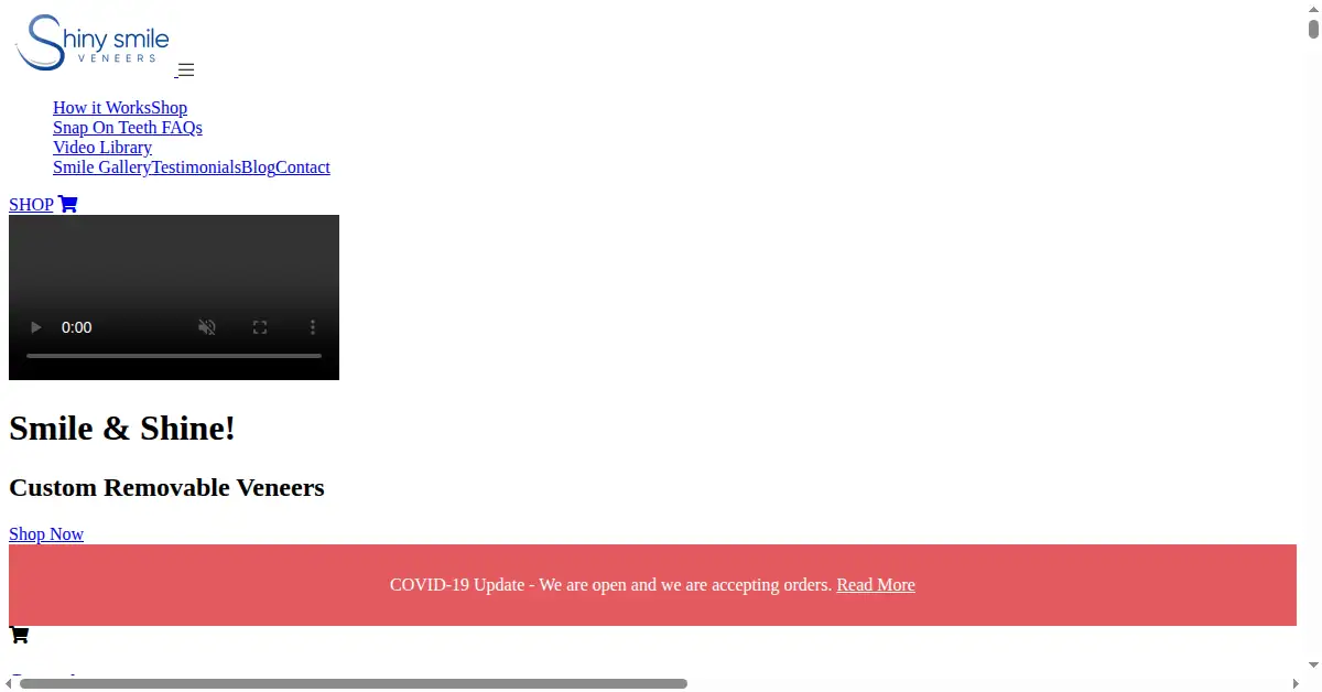 shinysmileveneers.com as the Internet Archive first saved it, 6 Aug 2020
