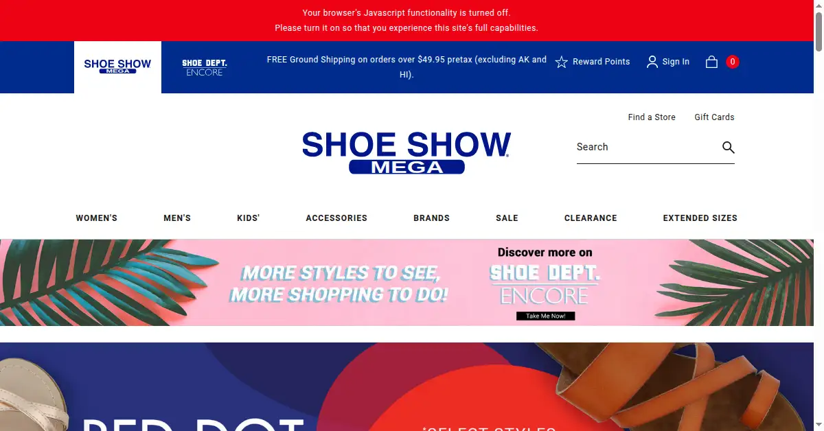 shoeshowmega.com as the Internet Archive first saved it, 23 May 2019