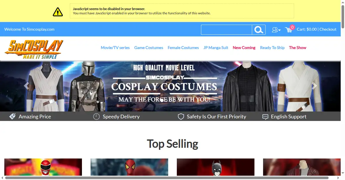 simcosplay.com as the Internet Archive first saved it, 16 Jan 2021