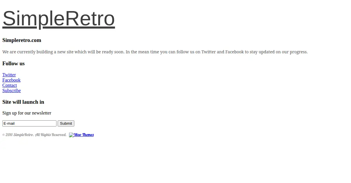 simpleretro.com as the Internet Archive first saved it, 1 Oct 2011