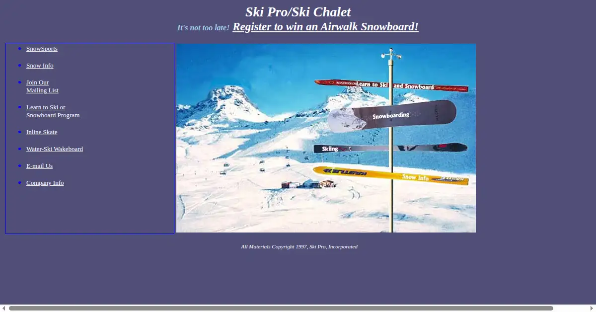 skipro.com as the Internet Archive first saved it, 12 Dec 1998
