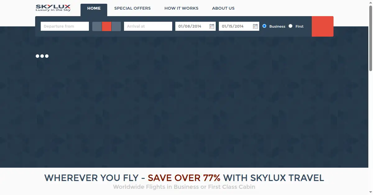 skyluxtravel.com as the Internet Archive first saved it, 9 Jan 2014