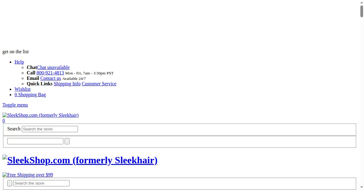 sleekshop.com as the Internet Archive first saved it, 12 Jan 2018