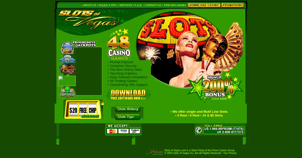slotsofvegas.com as the Internet Archive first saved it, 8 Jun 2003