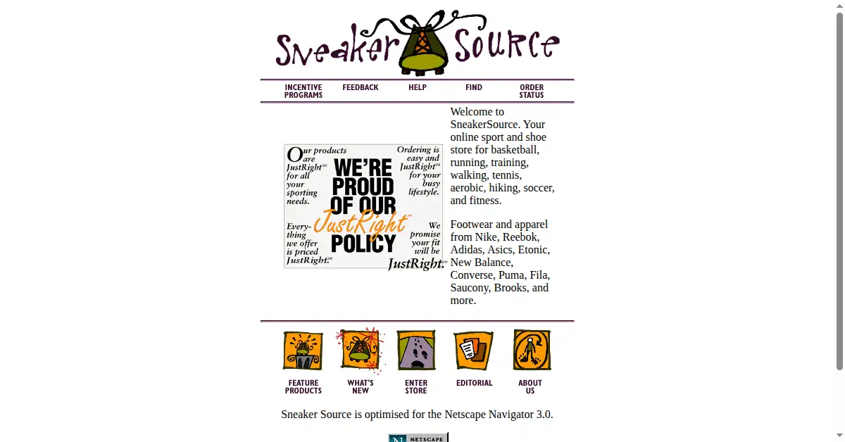 sneaker.com as the Internet Archive first saved it, 15 Nov 1996
