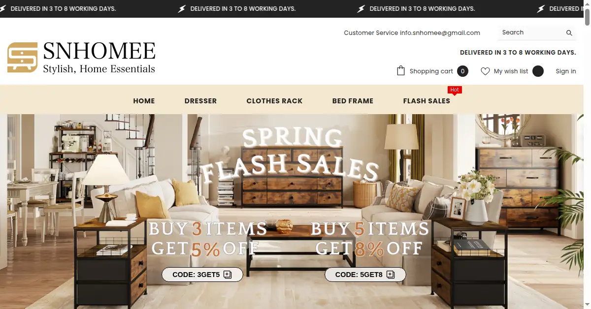 snhomee.com as the Internet Archive first saved it, 22 Apr 2025