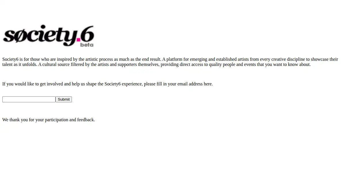 society6.com as the Internet Archive first saved it, 28 Aug 2008