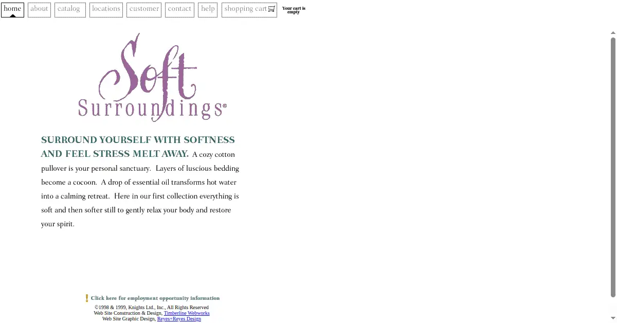 softsurroundings.com as the Internet Archive first saved it, 12 Oct 1999
