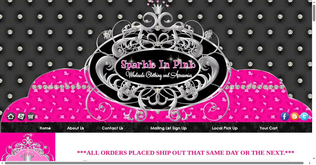 sparkleinpink.com as the Internet Archive first saved it, 18 Jan 2012