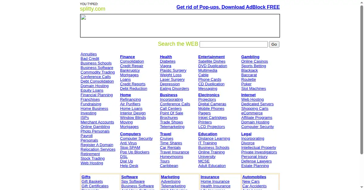 splitty.com as the Internet Archive first saved it, 22 Jan 2004