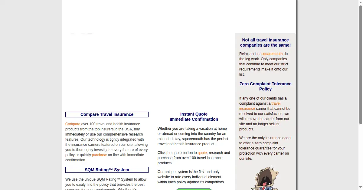 squaremouth.com as the Internet Archive first saved it, 24 Nov 2005