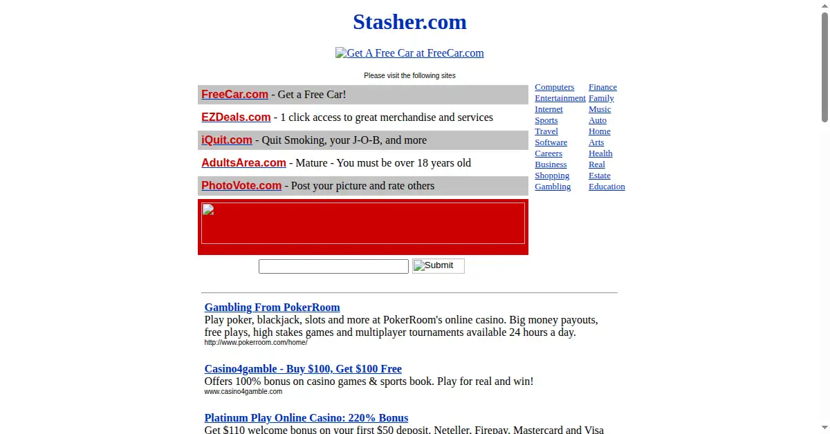 stasher.com as the Internet Archive first saved it, 26 Feb 2004