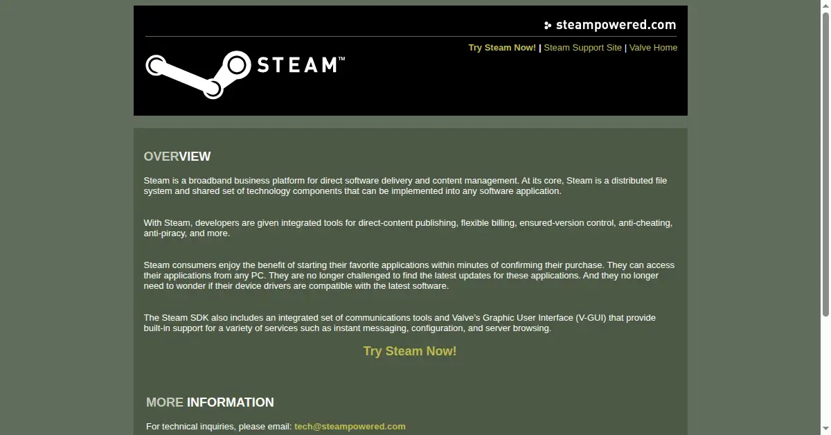 steampowered.com as the Internet Archive first saved it, 21 Mar 2002