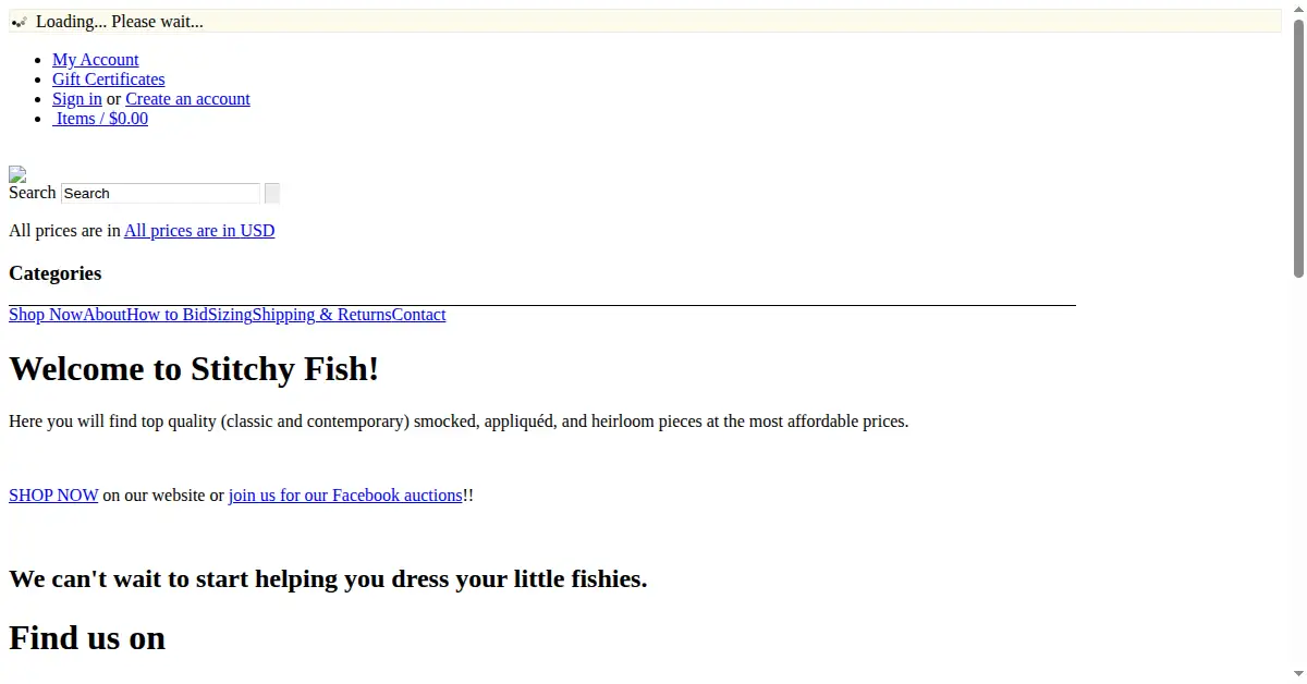 stitchyfish.com as the Internet Archive first saved it, 22 Feb 2015