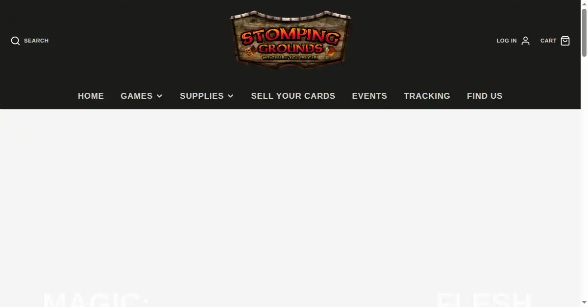 stompinggroundstcg.com as the Internet Archive first saved it, 20 Apr 2023
