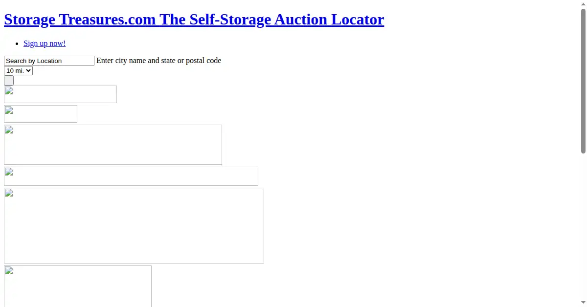 storagetreasures.com as the Internet Archive first saved it, 6 Dec 2010
