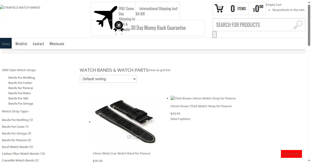 strapsco.com as the Internet Archive first saved it, 7 Oct 2014