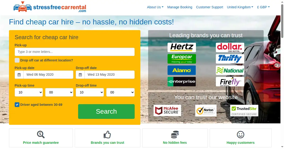 stressfreecarrental.com as the Internet Archive first saved it, 26 Apr 2020