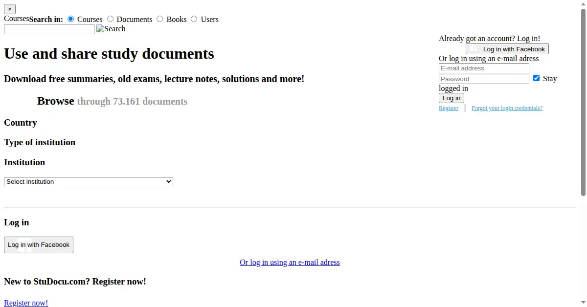 studocu.com as the Internet Archive first saved it, 14 Apr 2014