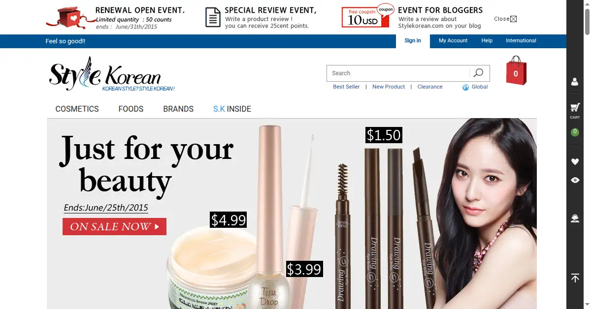 stylekorean.com as the Internet Archive first saved it, 23 Jun 2015