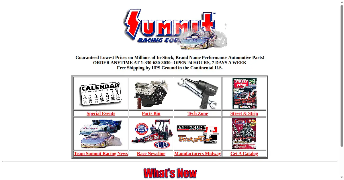 summitracing.com as the Internet Archive first saved it, 27 Dec 1996