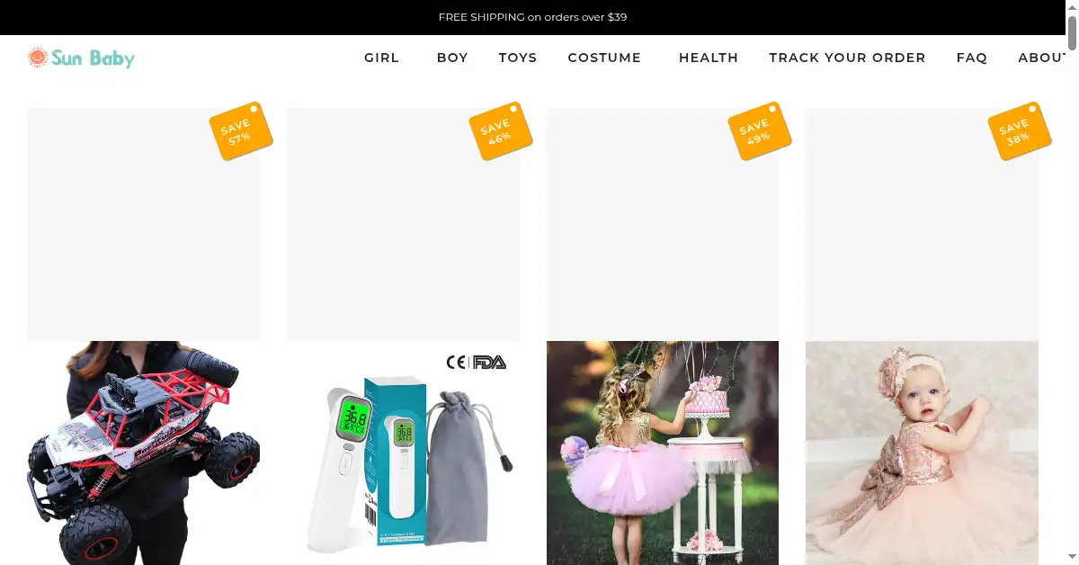 sunbabystore.com as the Internet Archive first saved it, 22 Apr 2020