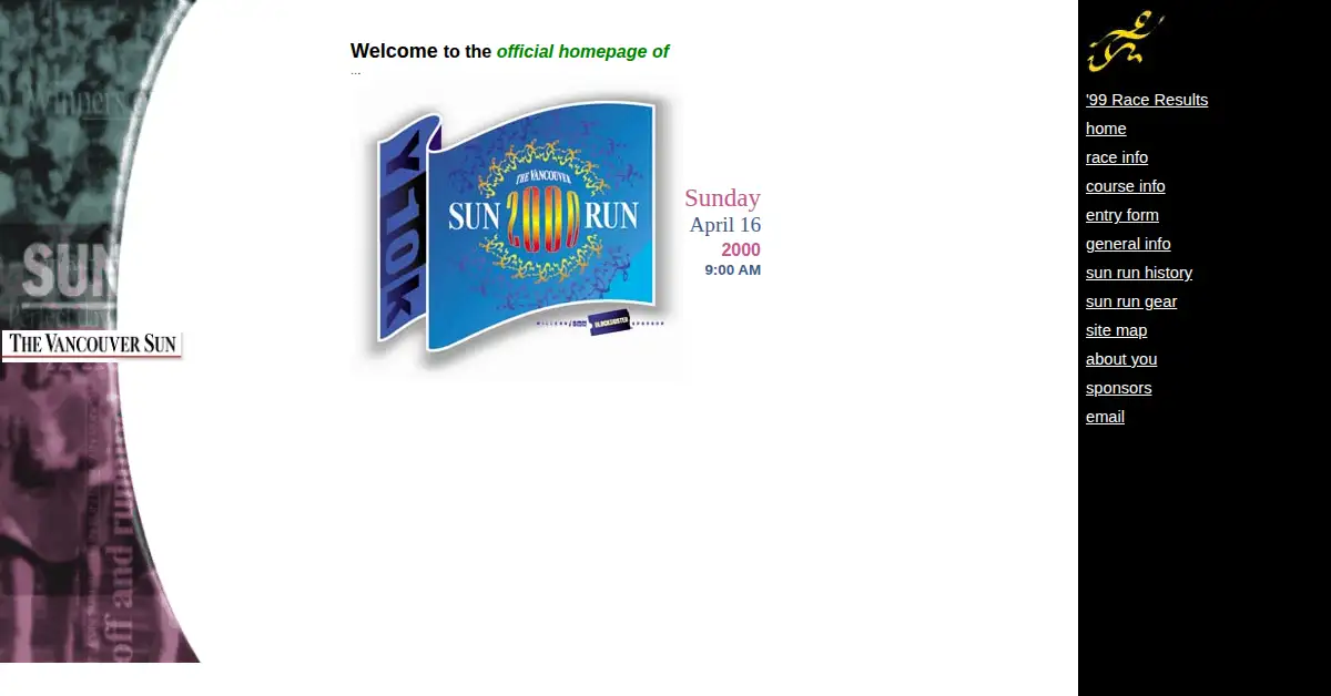 sunrun.com as the Internet Archive first saved it, 23 Apr 1999