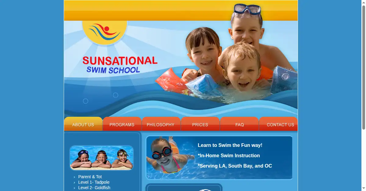 sunsationalswimschool.com as the Internet Archive first saved it, 24 Jun 2009