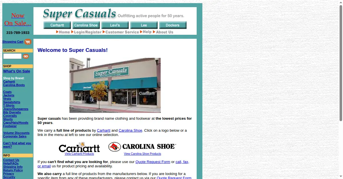 supercasuals.com as the Internet Archive first saved it, 1 May 2001