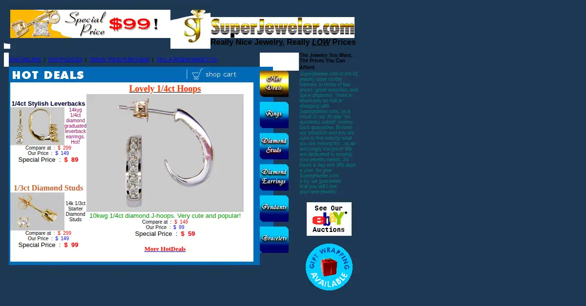 superjeweler.com as the Internet Archive first saved it, 26 May 2002