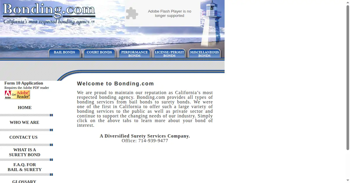 suretybonds.com as the Internet Archive first saved it, 27 Oct 2005