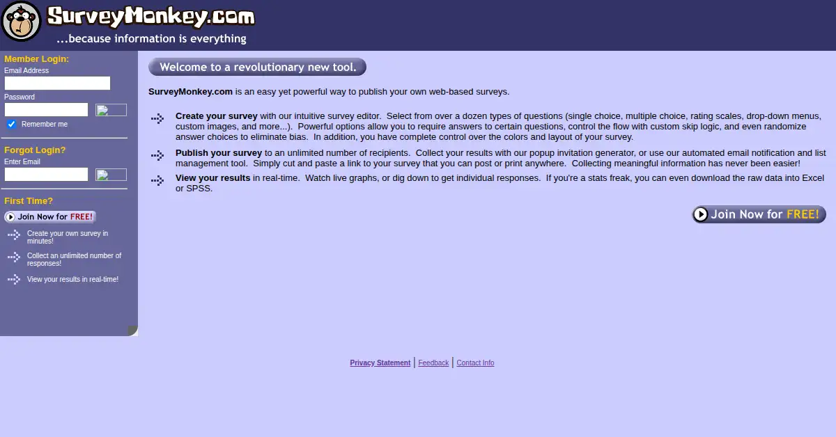 surveymonkey.com as the Internet Archive first saved it, 31 Aug 2000