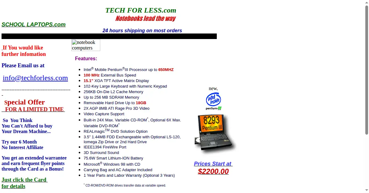 techforless.com as the Internet Archive first saved it, 18 Oct 2000