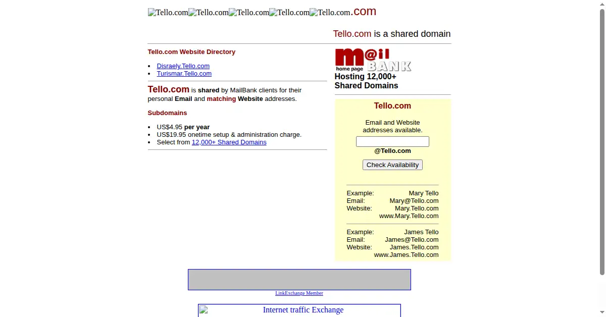 tello.com as the Internet Archive first saved it, 2 Dec 1998