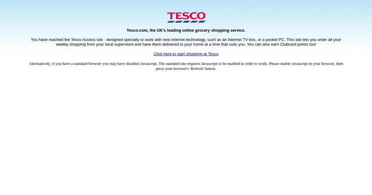 tesco.com as the Internet Archive first saved it, 7 Sep 2001