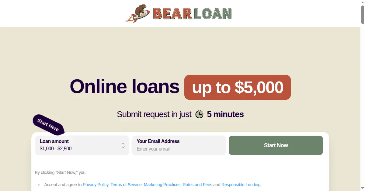 thebearloan.com as the Internet Archive first saved it, 17 Oct 2025