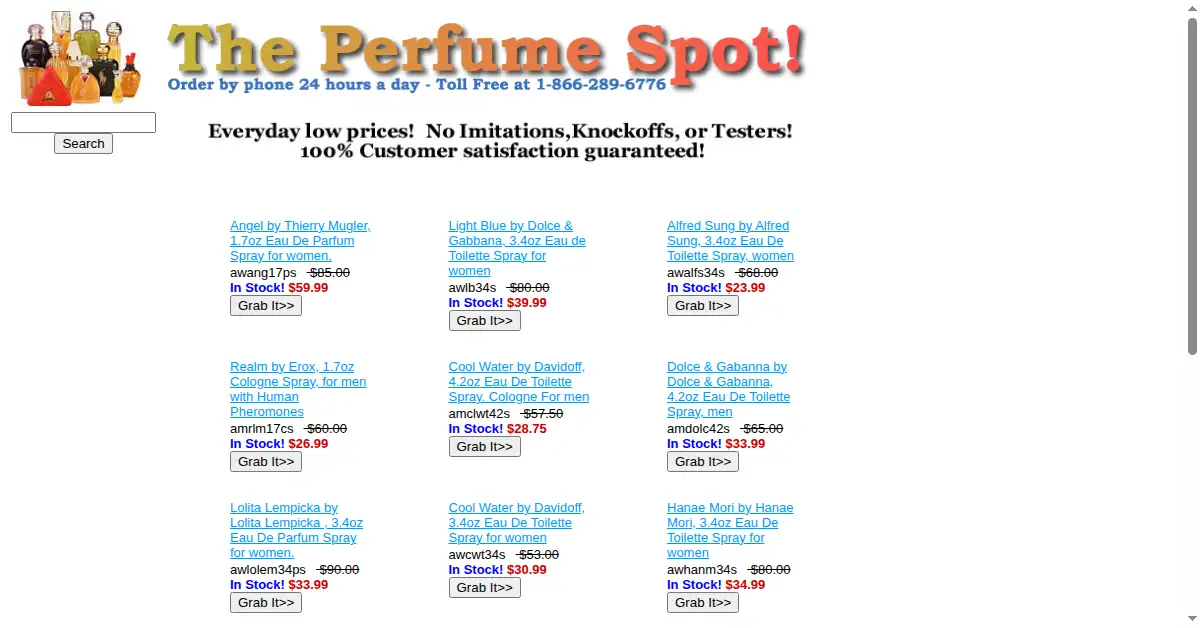 theperfumespot.com as the Internet Archive first saved it, 31 May 2002