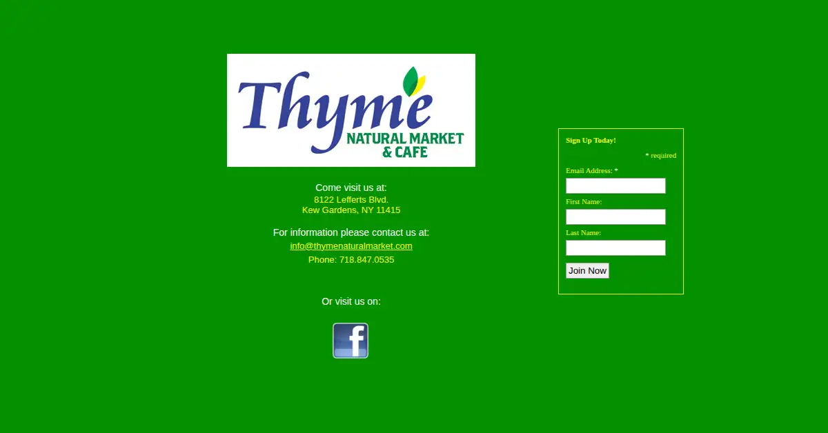 thymenaturalmarket.com as the Internet Archive first saved it, 12 Oct 2011